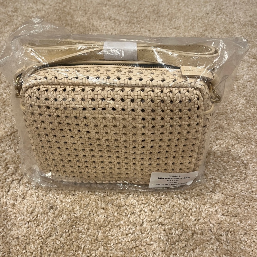 Clare V. Cream rattan MIDI sac NWT